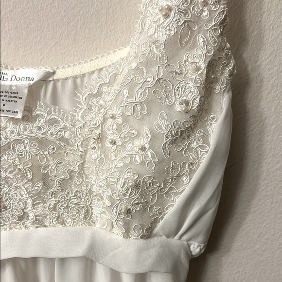 Vintage Bella Donna White Lace Pajama dress Chemise with Empire Waist - Picture 4 of 13